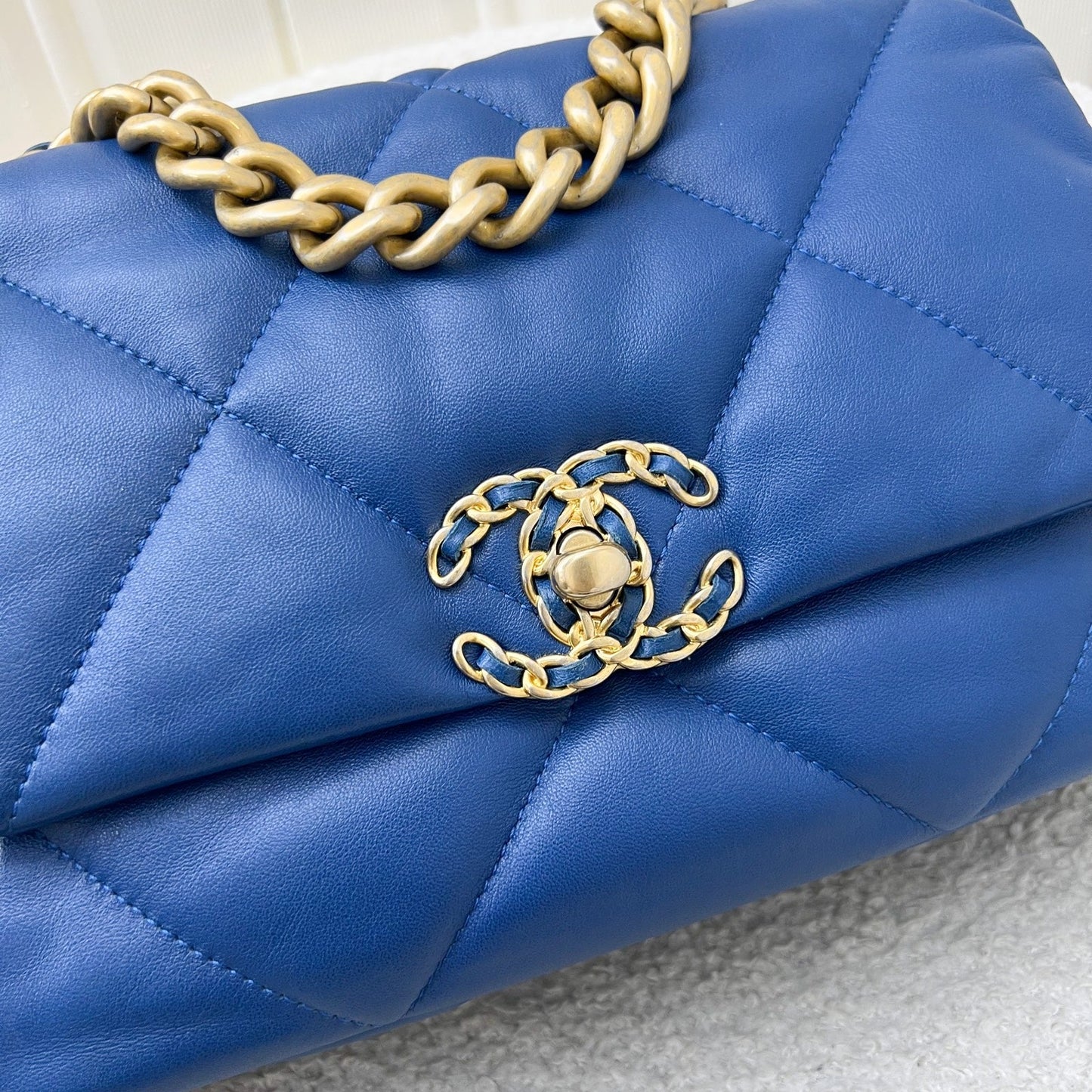 Chanel 19 Small Flap in 21C Blue Lambskin and 3-Tone Hardware