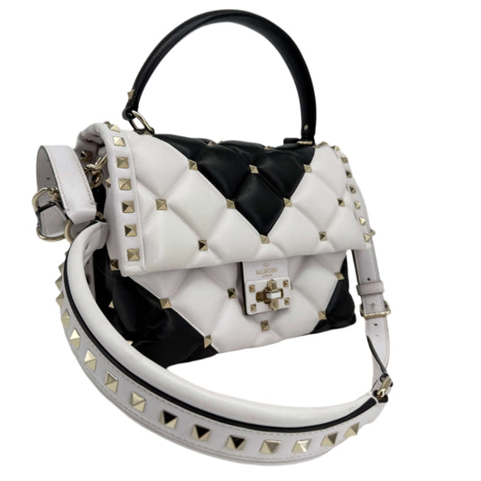 Valentino Garavani Nappa Medium Candystud Top Handle Bag in White and Black –  Pre-Owned