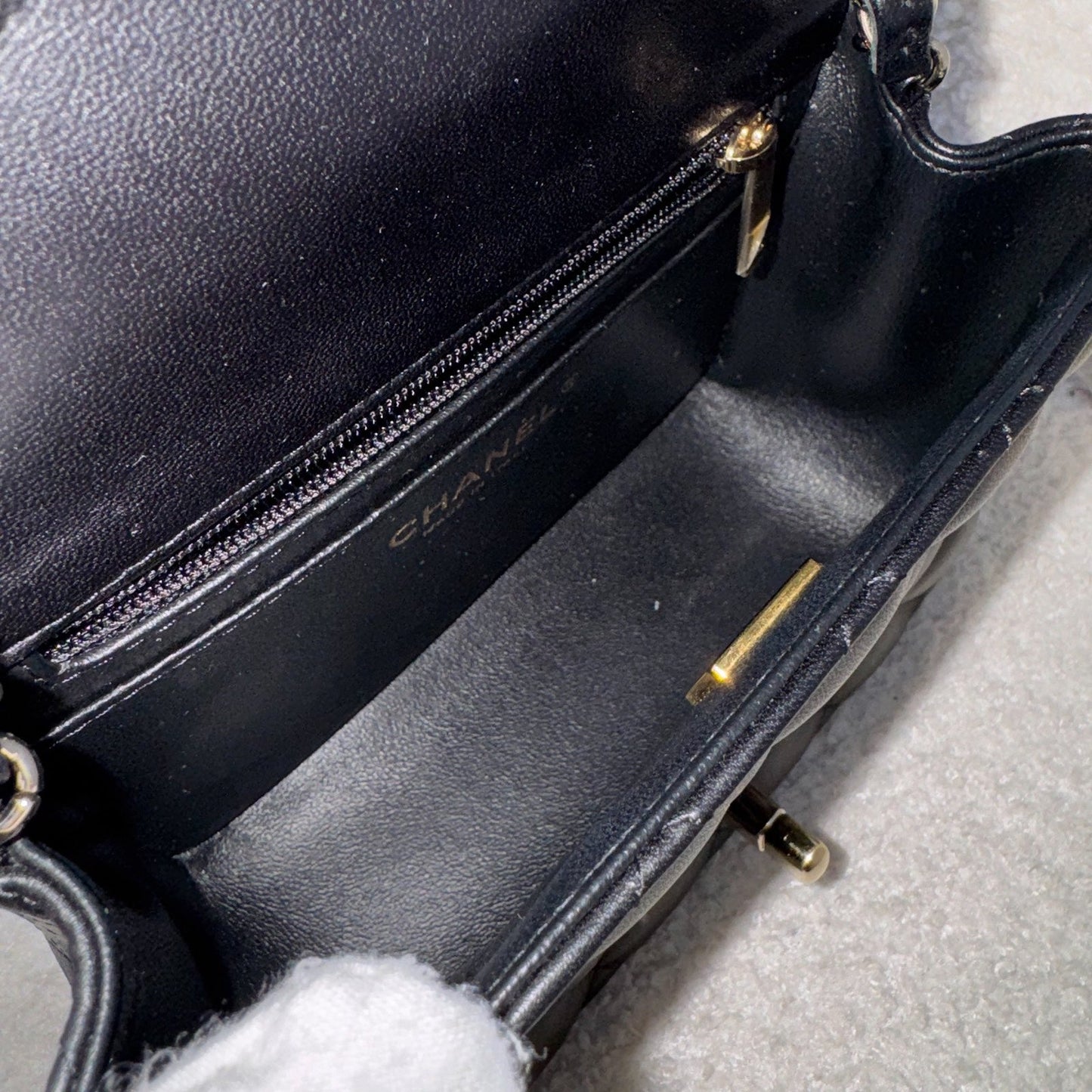 Chanel Classic Square Mini Flap in Black Lambskin and LGHW (Model: A35200)