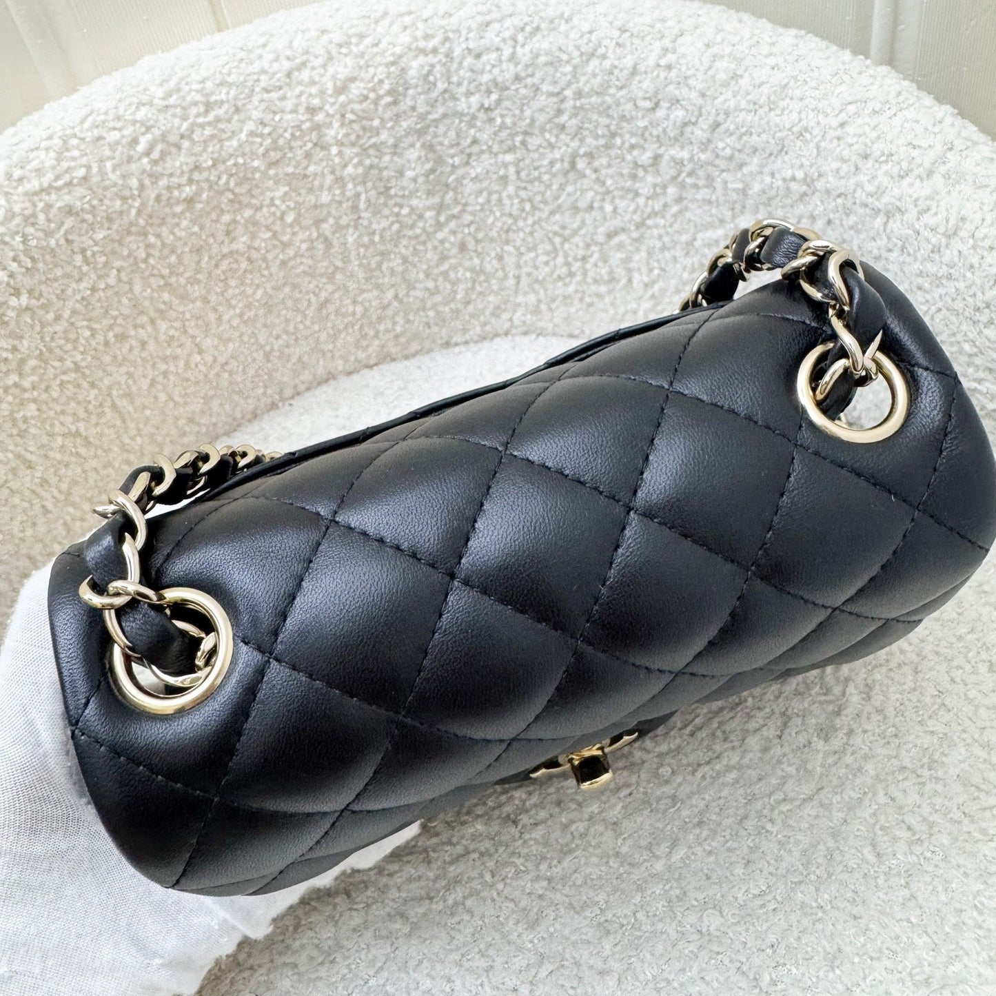 Chanel Classic Square Mini Flap in Black Lambskin and LGHW (Model: A35200)