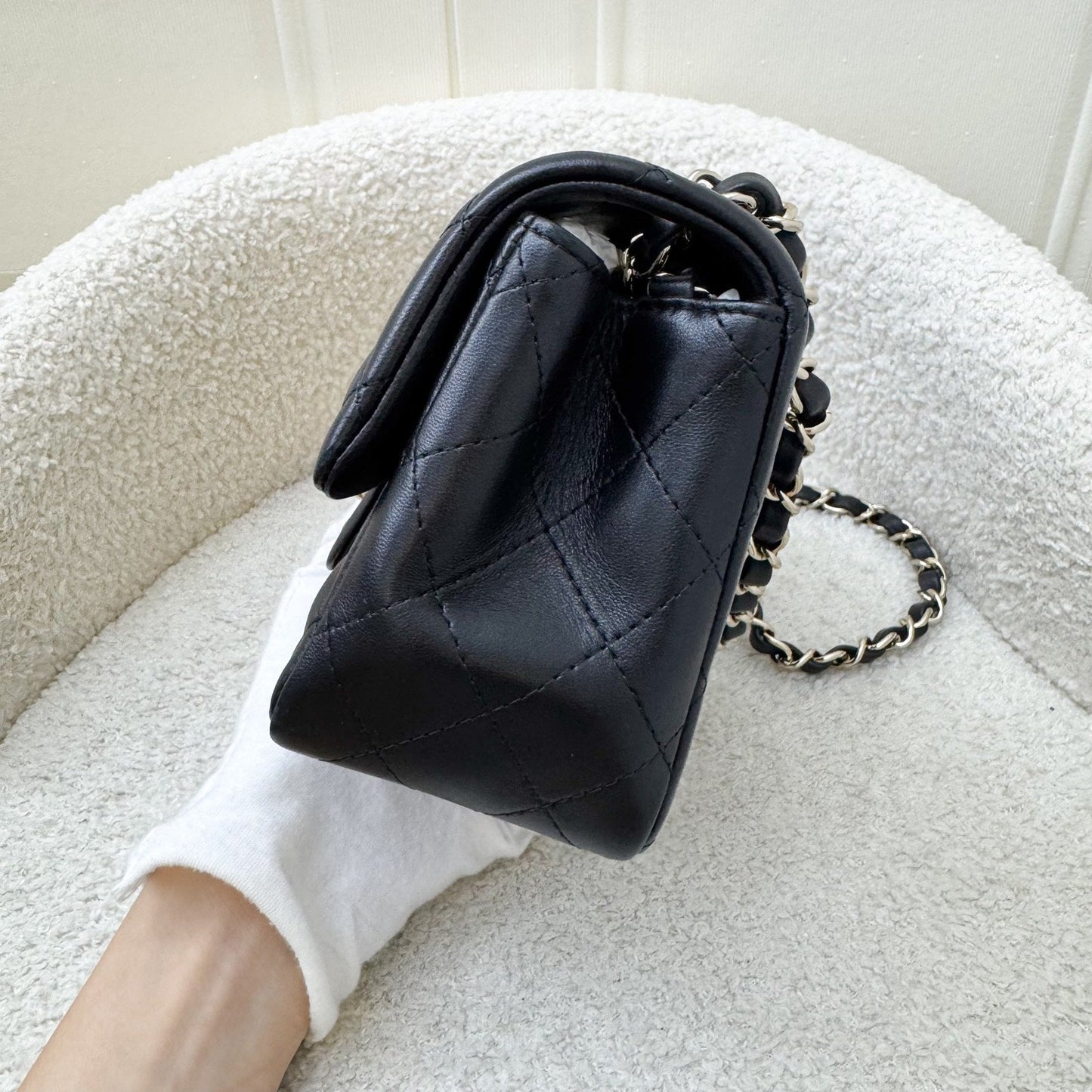 Chanel Classic Square Mini Flap in Black Lambskin and LGHW (Model: A35200)