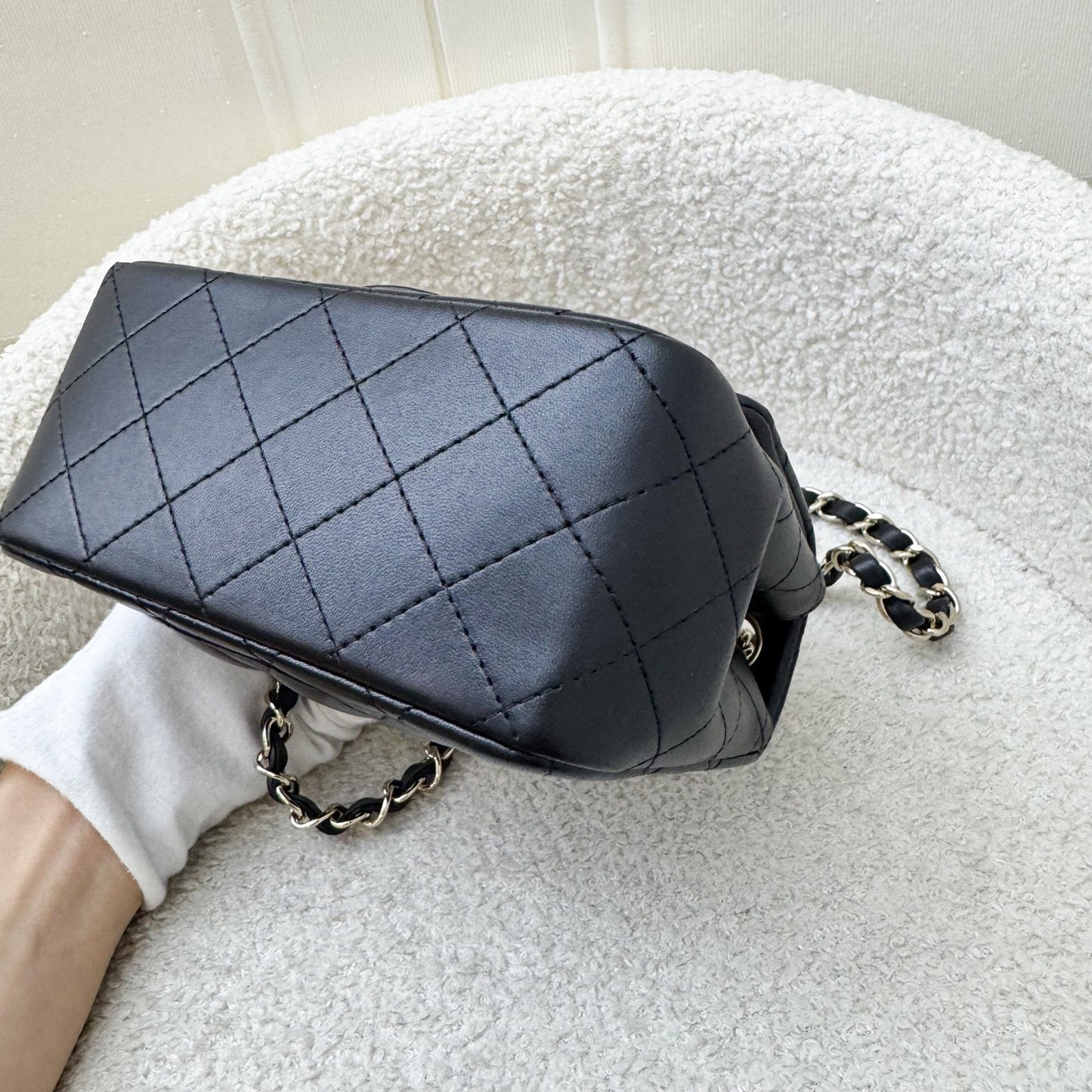 Chanel Classic Square Mini Flap in Black Lambskin and LGHW (Model: A35200)