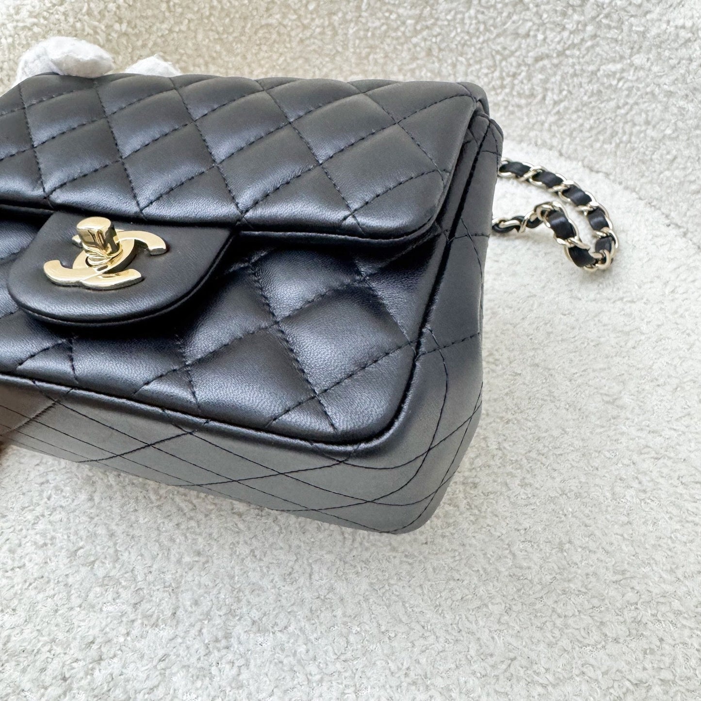 Chanel Classic Square Mini Flap in Black Lambskin and LGHW (Model: A35200)