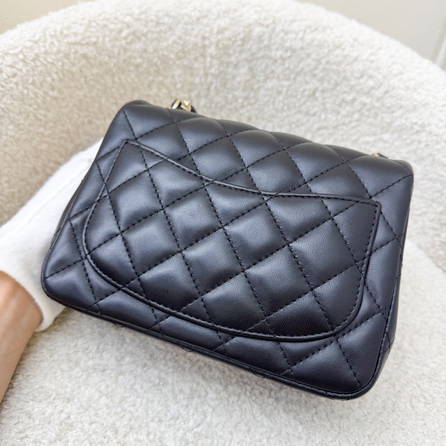 Chanel Classic Square Mini Flap in Black Lambskin and LGHW (Model: A35200)