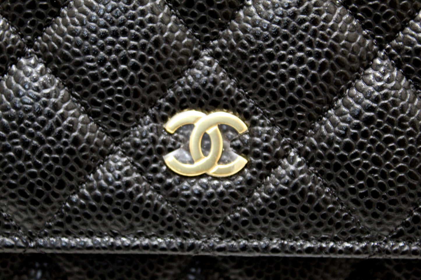 NEW Chanel Black Quilted Caviar Leather Wallet On Chain WOC Messenger Bag