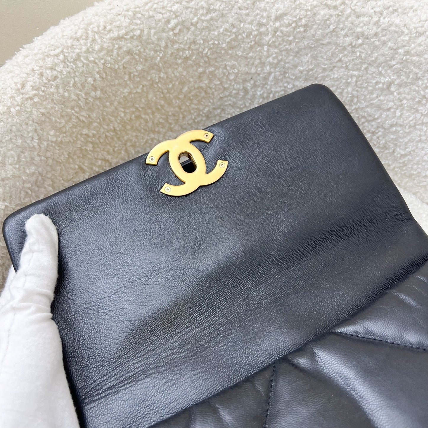 Chanel 19 Small Flap in Black Goatskin and 3-tone HW (Model: AS1160)