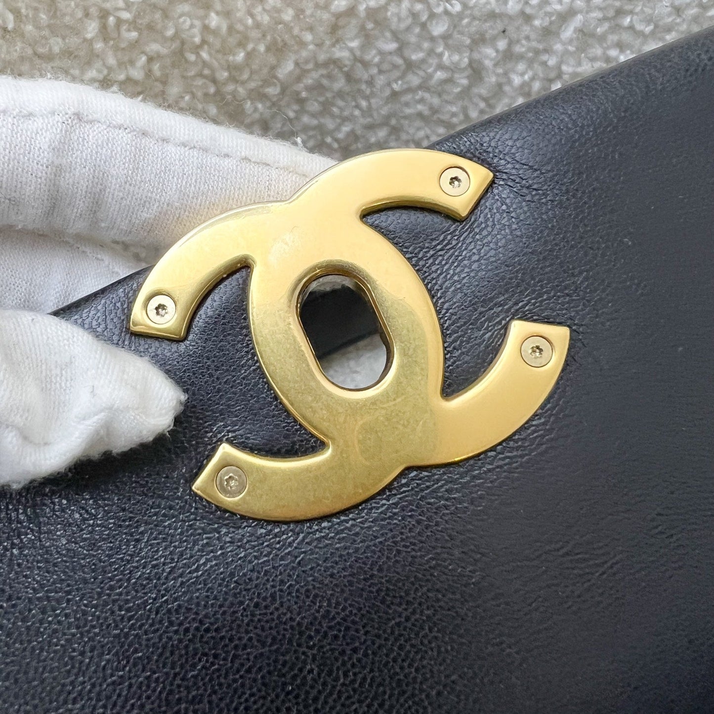 Chanel 19 Small Flap in Black Goatskin and 3-tone HW (Model: AS1160)