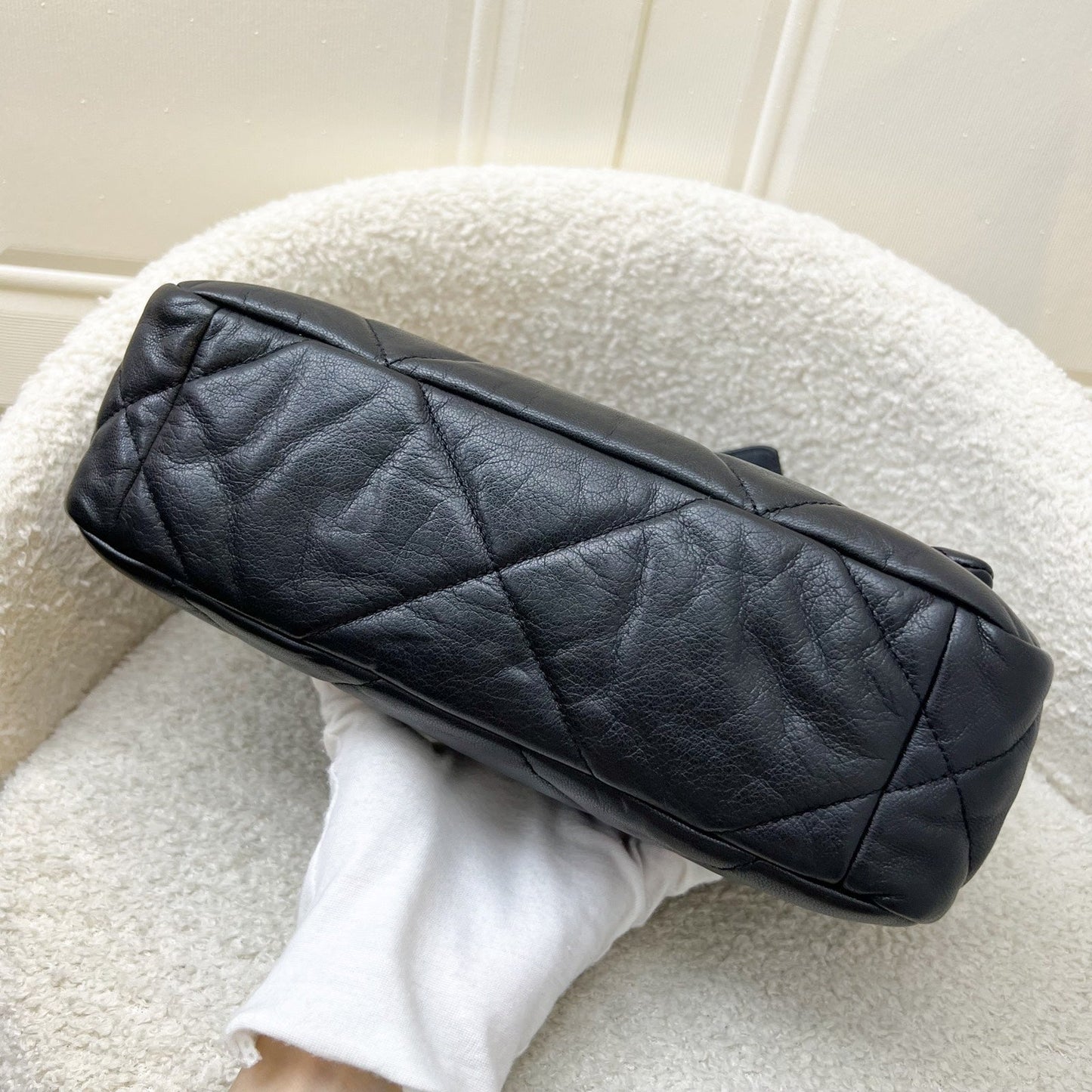 Chanel 19 Small Flap in Black Goatskin and 3-tone HW (Model: AS1160)