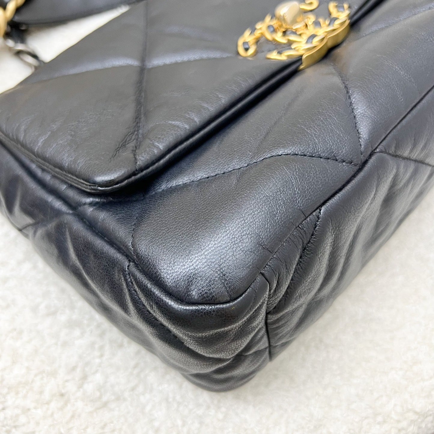 Chanel 19 Small Flap in Black Goatskin and 3-tone HW (Model: AS1160)