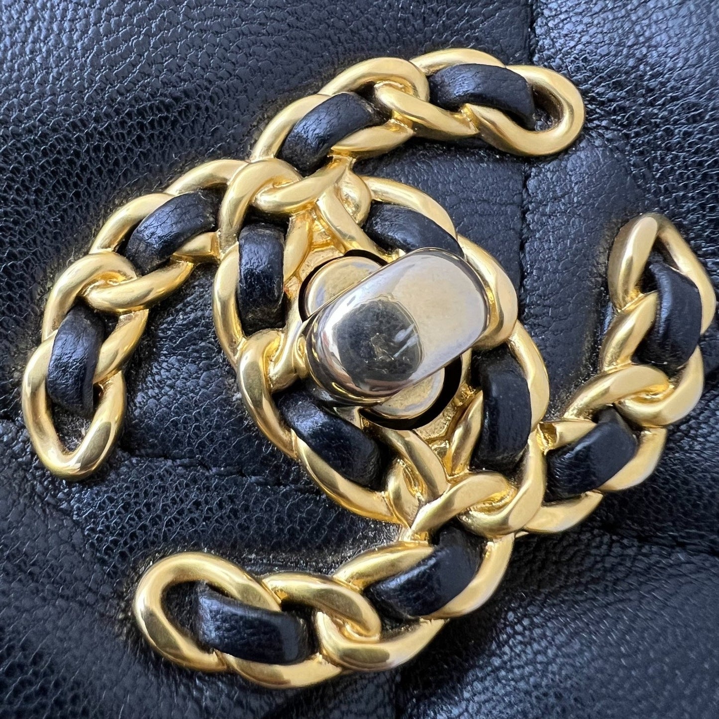 Chanel 19 Small Flap in Black Goatskin and 3-tone HW (Model: AS1160)