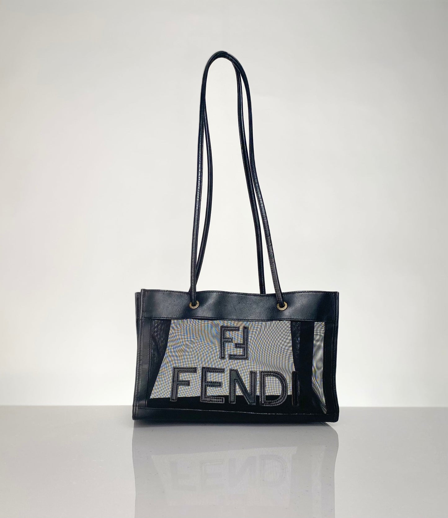 Preloved Fendi Mesh & Leather Tote