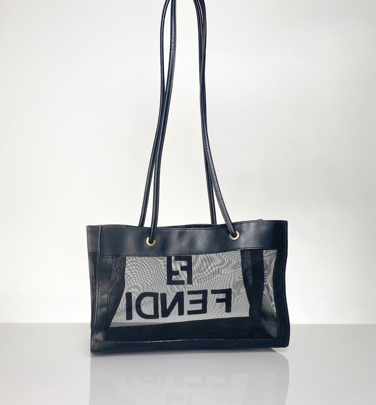 Preloved Fendi Mesh & Leather Tote