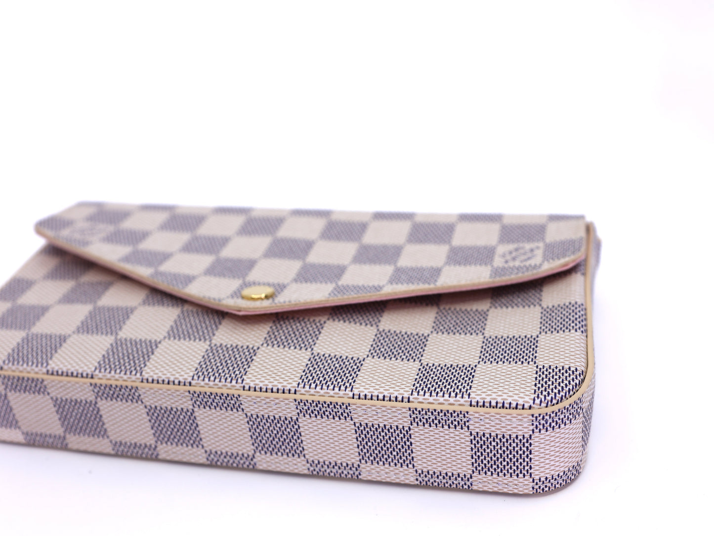 Louis Vuitton  Damier Azur Pochette Felicie Chain Wallet Rose Ballerine