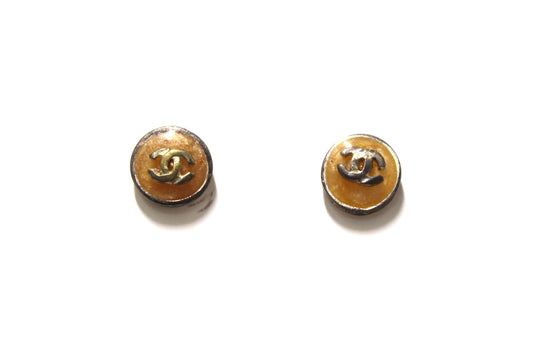 Chanel Vintage Costume Round CC Amber Pearl Color Studded Earri | Havik Shop.com - Shop Now at Havik Shop.com
