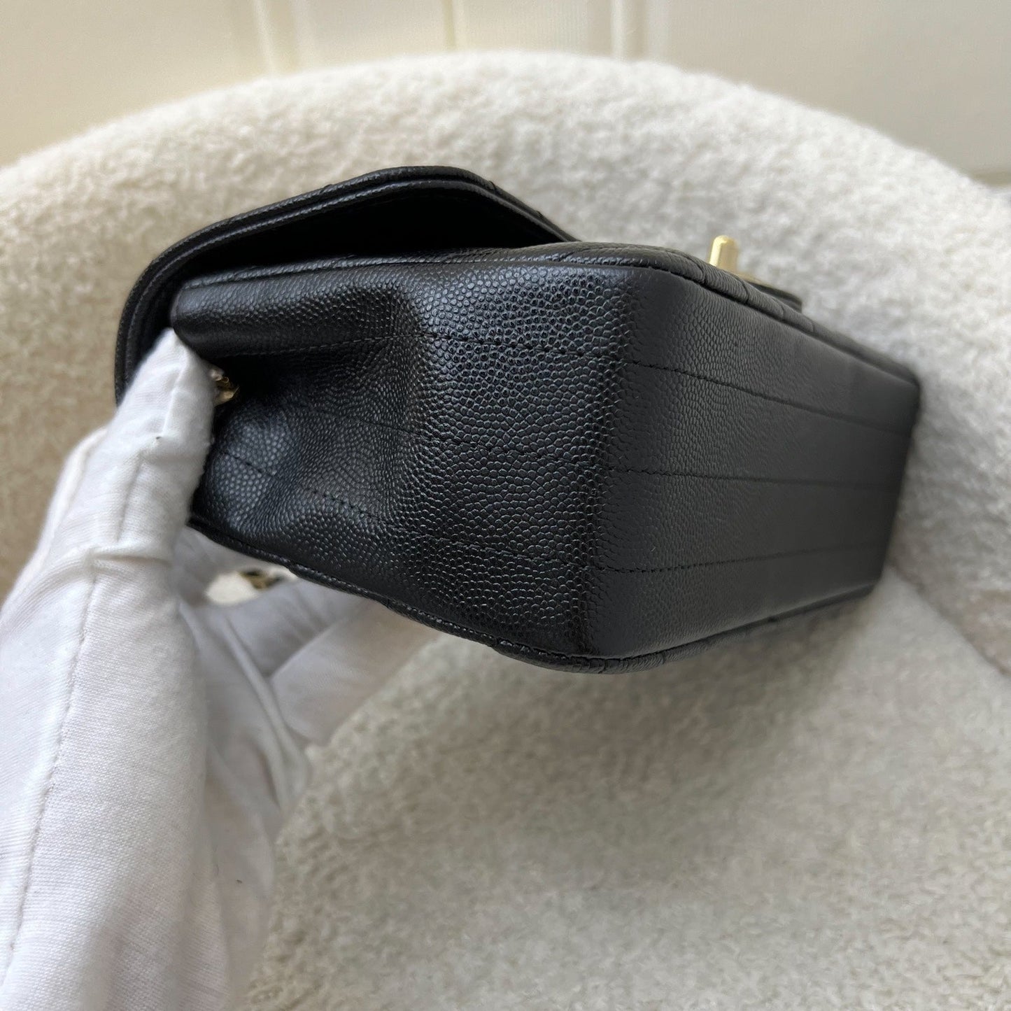 Chanel Classic Mini Rectangle Flap in Chevron Quilted Black Caviar and LGHW