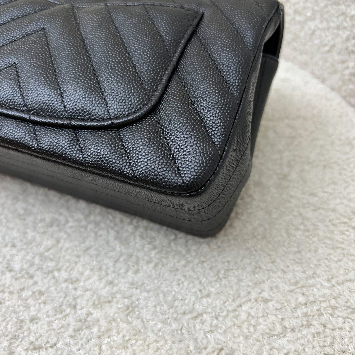 Chanel Classic Mini Rectangle Flap in Chevron Quilted Black Caviar and LGHW