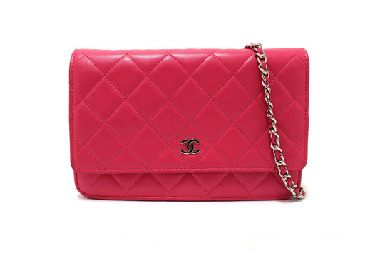Chanel Fuchsia Pink Quilted Lambskin Leather Wallet | Havik Shop.com - Now at Havik Shop.com