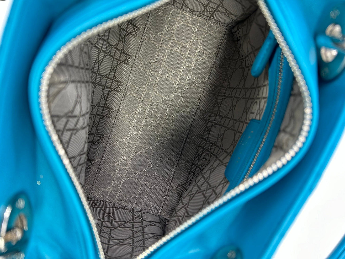 Christian Dior Teal Leather Cannage Medium Lady Di Bag