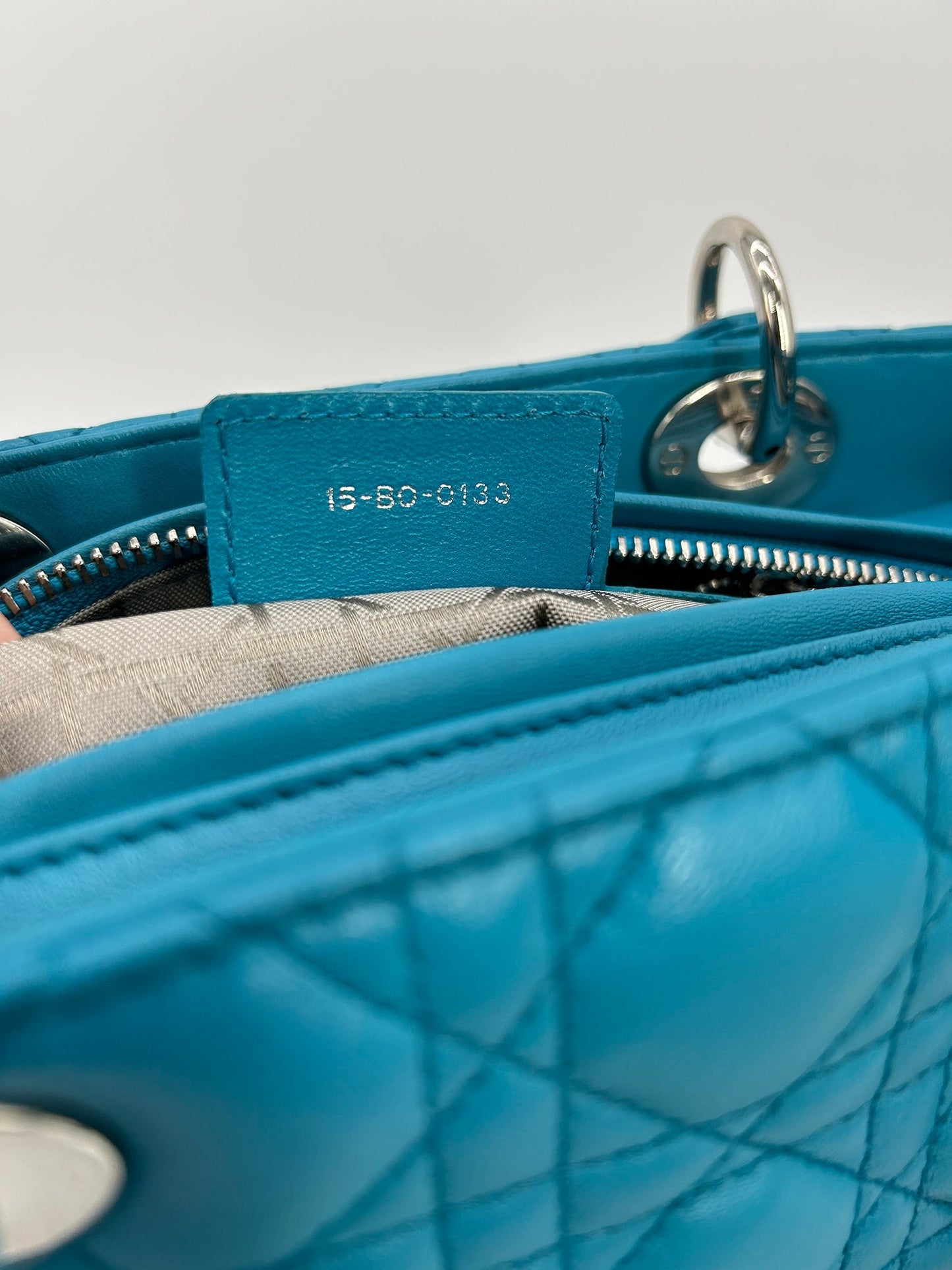 Christian Dior Teal Leather Cannage Medium Lady Di Bag