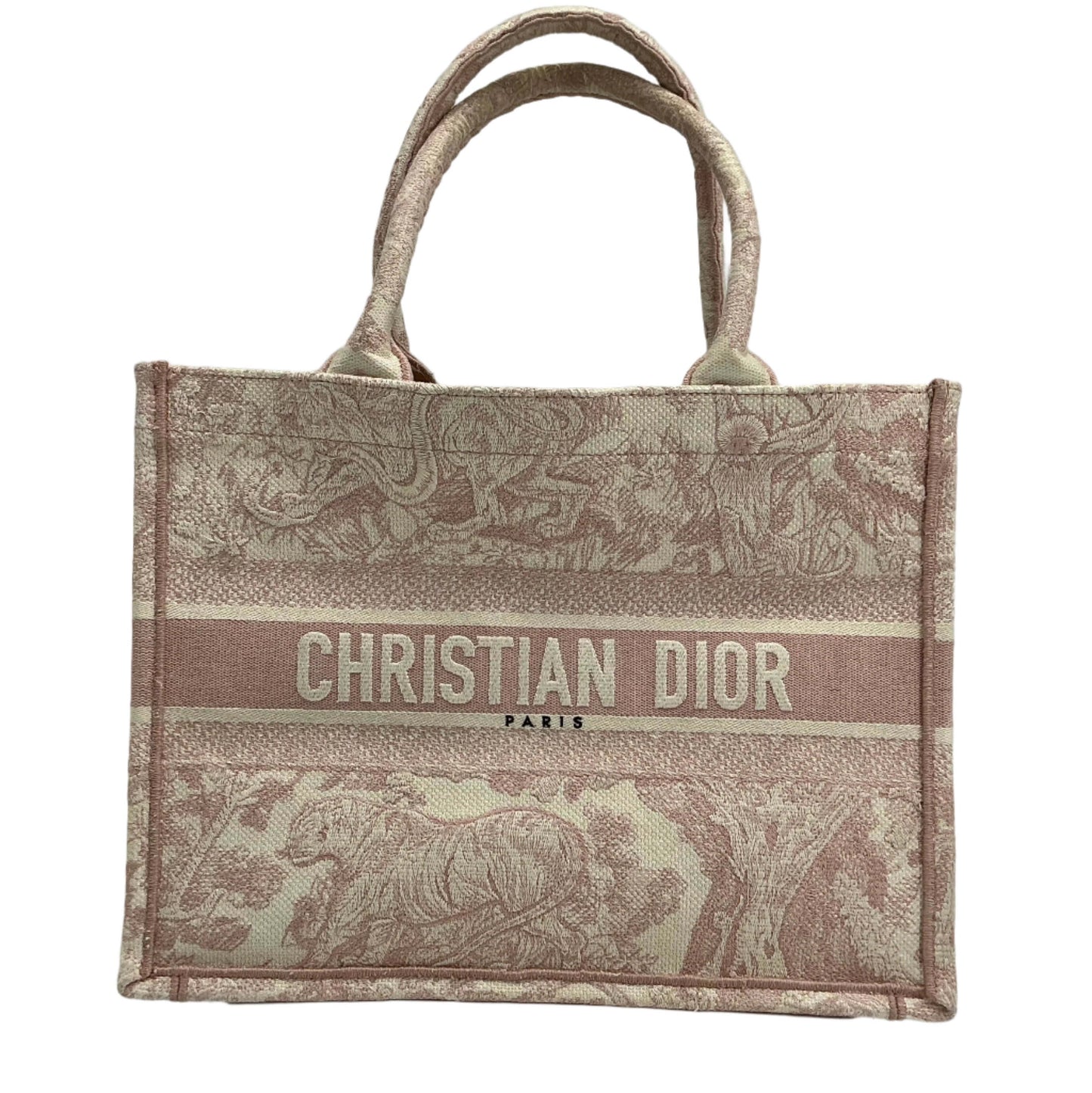Christian Dior Medium Dioriviera Toile De Jouy Book Tote – Rose Embroidered Canvas
