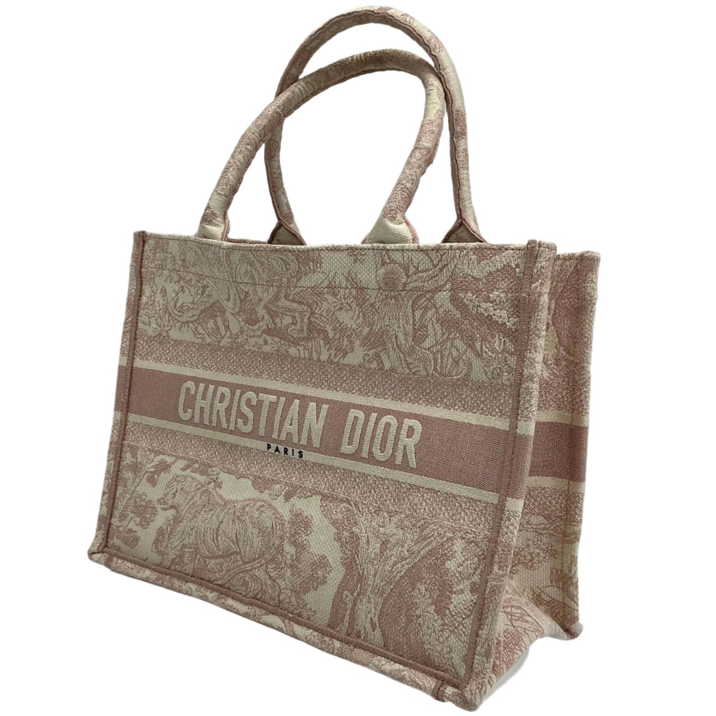Christian Dior Medium Dioriviera Toile De Jouy Book Tote – Rose Embroidered Canvas