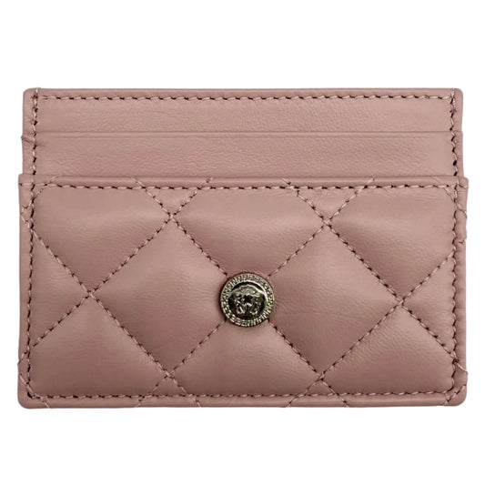 Versace Quilted Leather Medusa Card Holder – Blush Pink