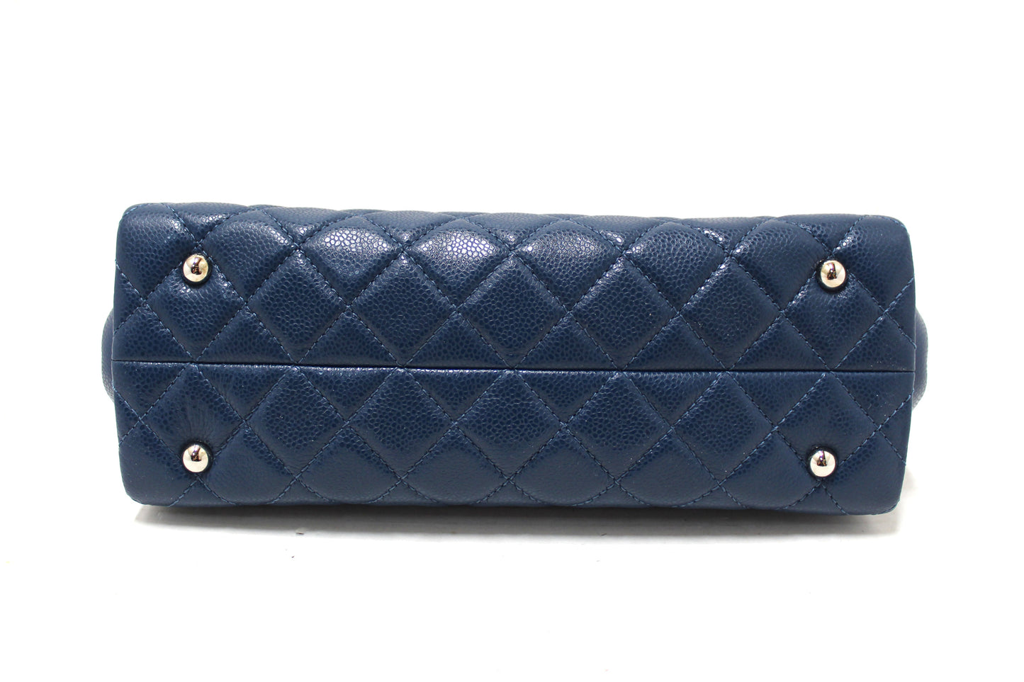 Chanel Quilted Blue Caviar Leather Shopper Shoulder Tote Bag