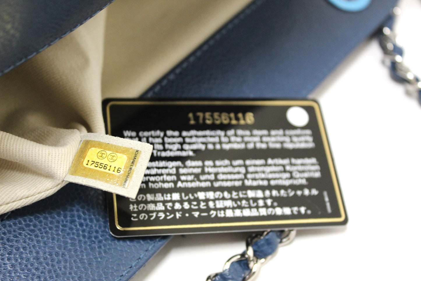 Chanel Quilted Blue Caviar Leather Shopper Shoulder Tote Bag