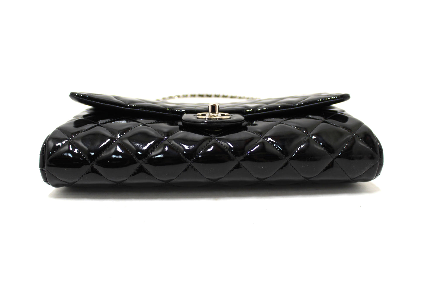 Chanel Classic Quilted Black Patent Leather Flap Shoulder Clutch Bag