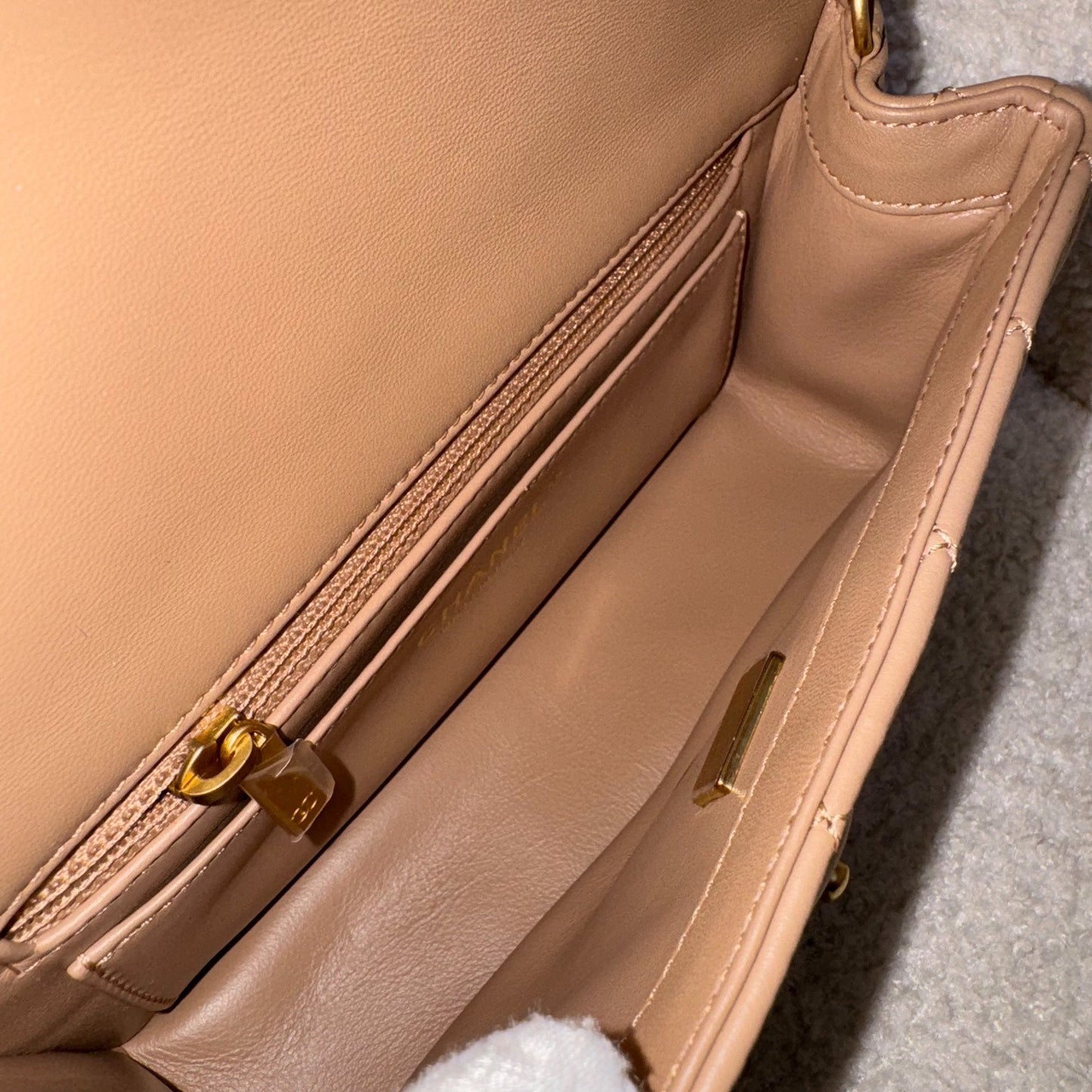 Chanel Pearl Crush Mini Rectangular Flap in 22B Dark Beige Lambskin AGHW