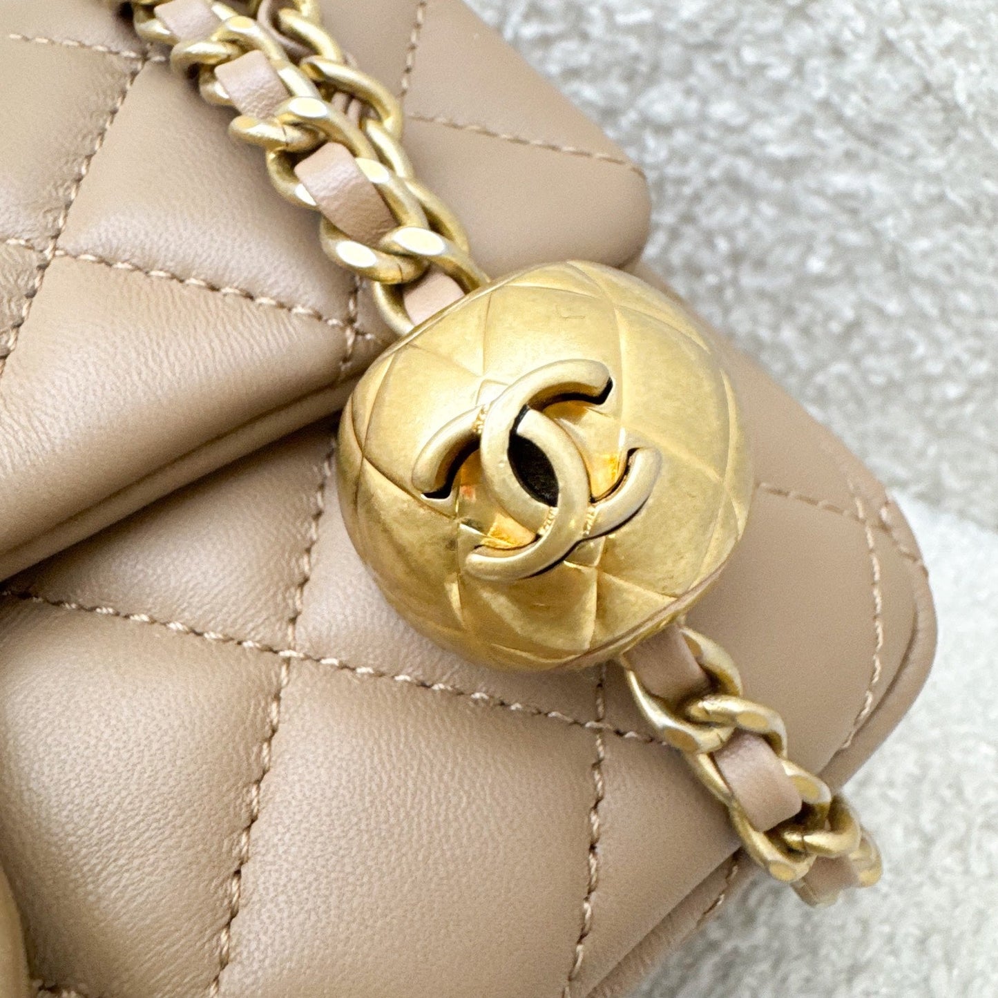 Chanel Pearl Crush Mini Rectangular Flap in 22B Dark Beige Lambskin AGHW