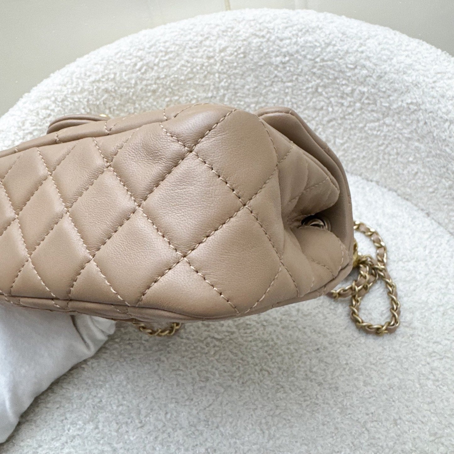 Chanel Pearl Crush Mini Rectangular Flap in 22B Dark Beige Lambskin AGHW