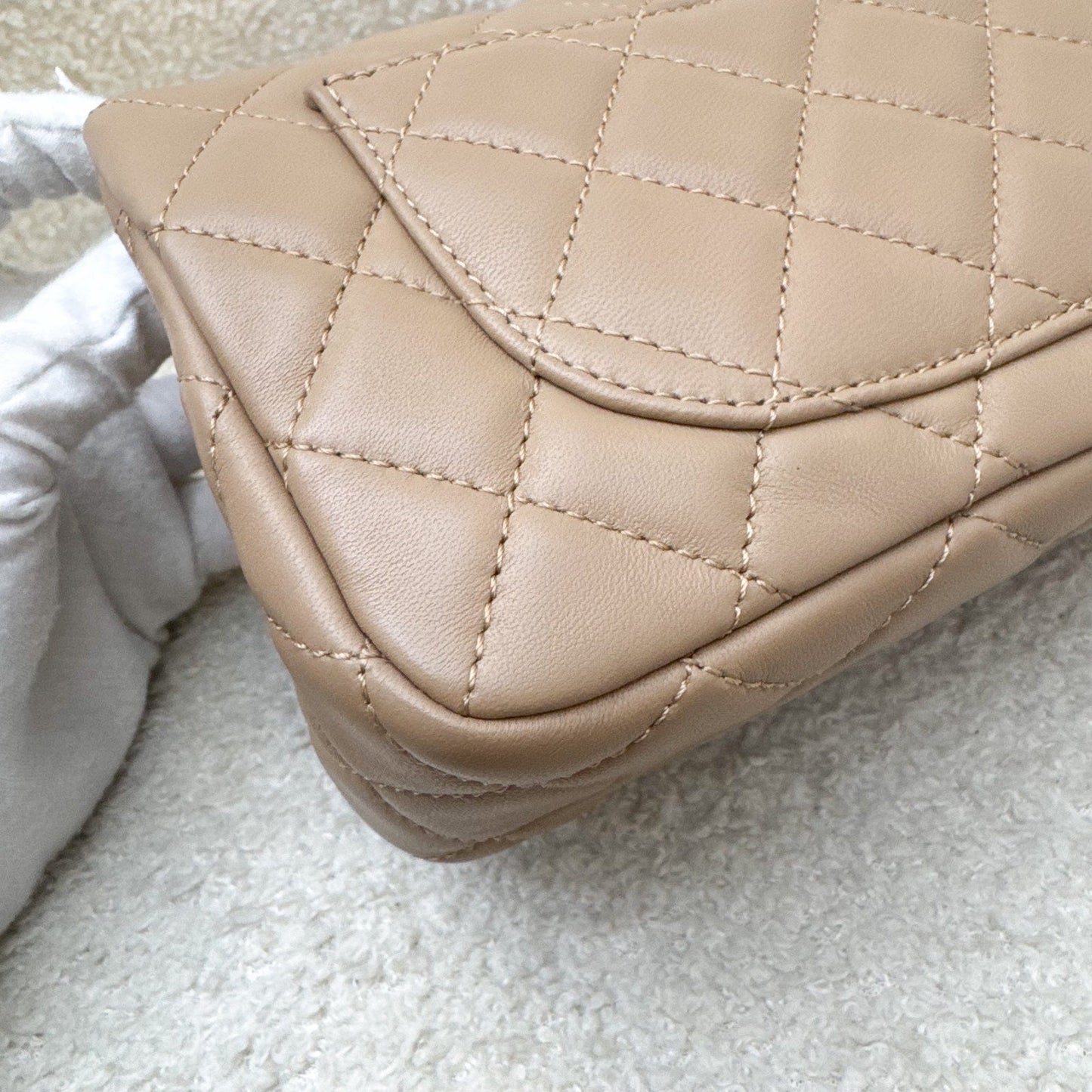 Chanel Pearl Crush Mini Rectangular Flap in 22B Dark Beige Lambskin AGHW