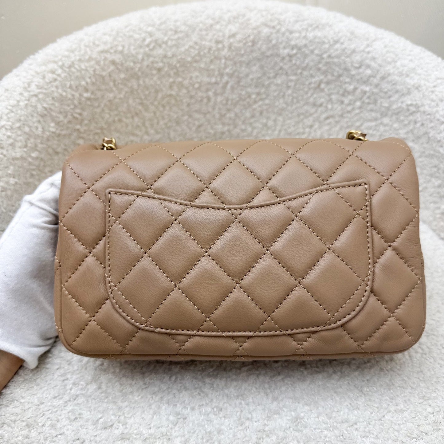 Chanel Pearl Crush Mini Rectangular Flap in 22B Dark Beige Lambskin AGHW