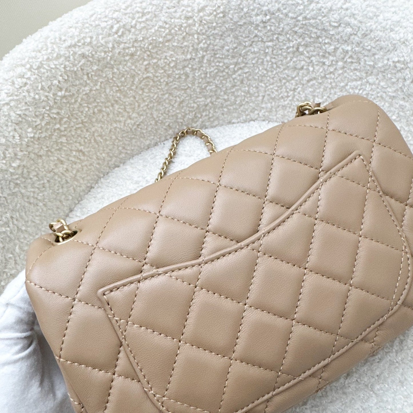 Chanel Pearl Crush Mini Rectangular Flap in 22B Dark Beige Lambskin AGHW