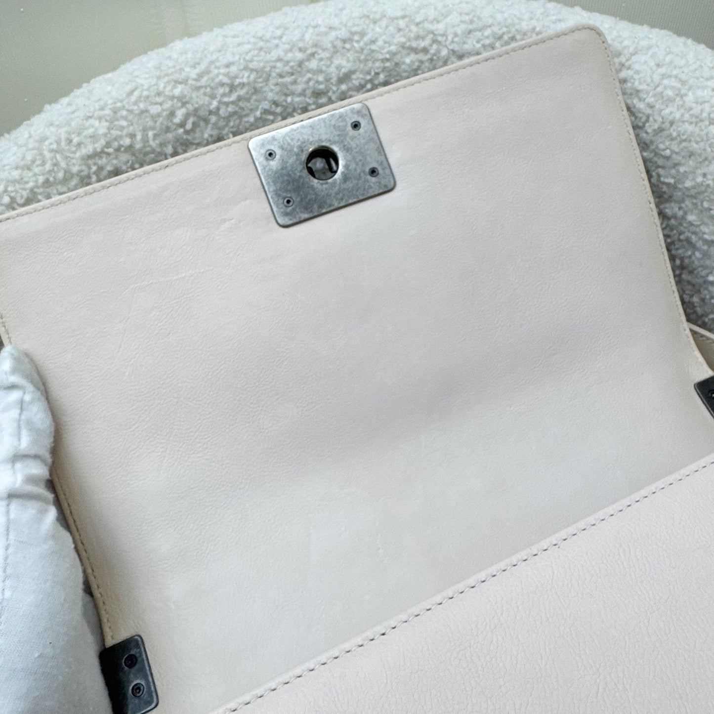 Chanel Medium 25cm Boy Flap in Nude Pink Calfskin and RHW