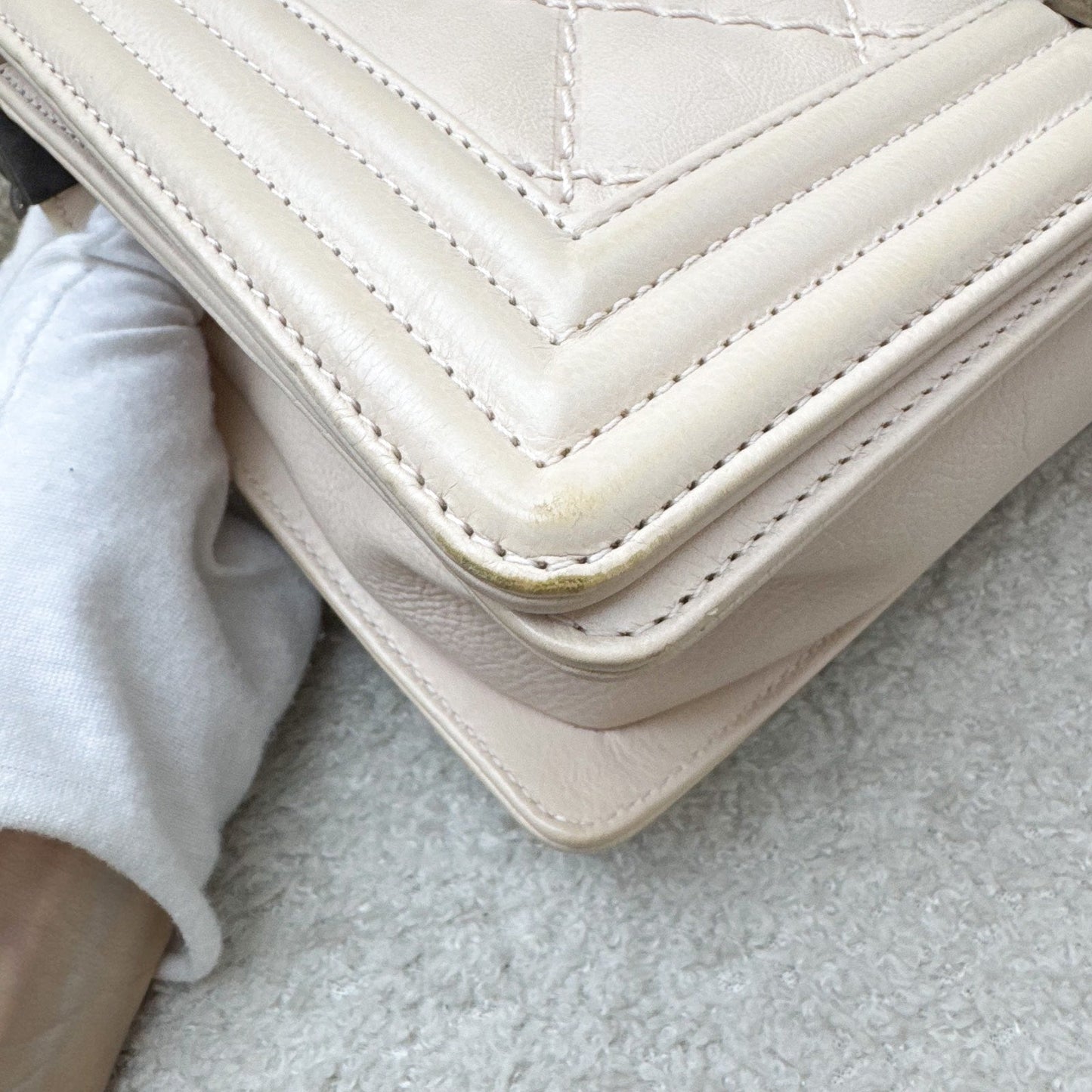 Chanel Medium 25cm Boy Flap in Nude Pink Calfskin and RHW