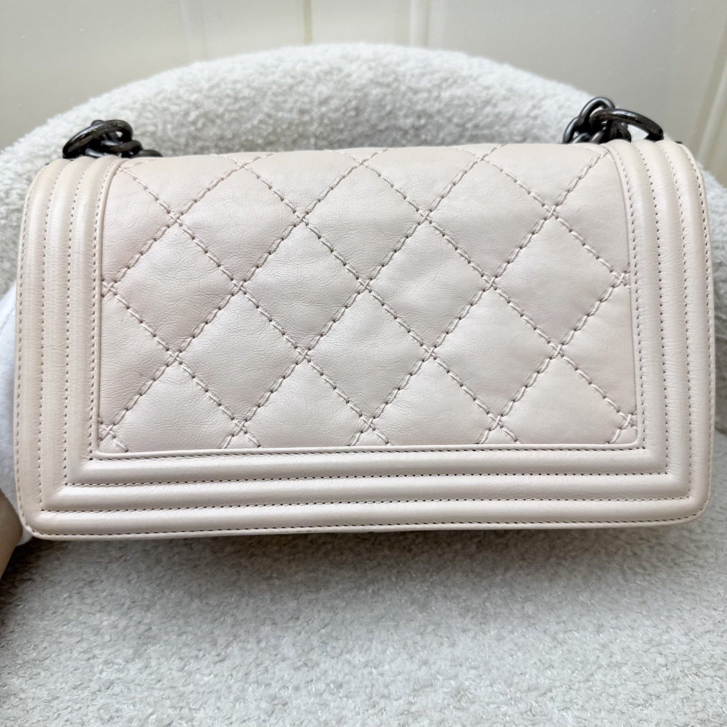Chanel Medium 25cm Boy Flap in Nude Pink Calfskin and RHW
