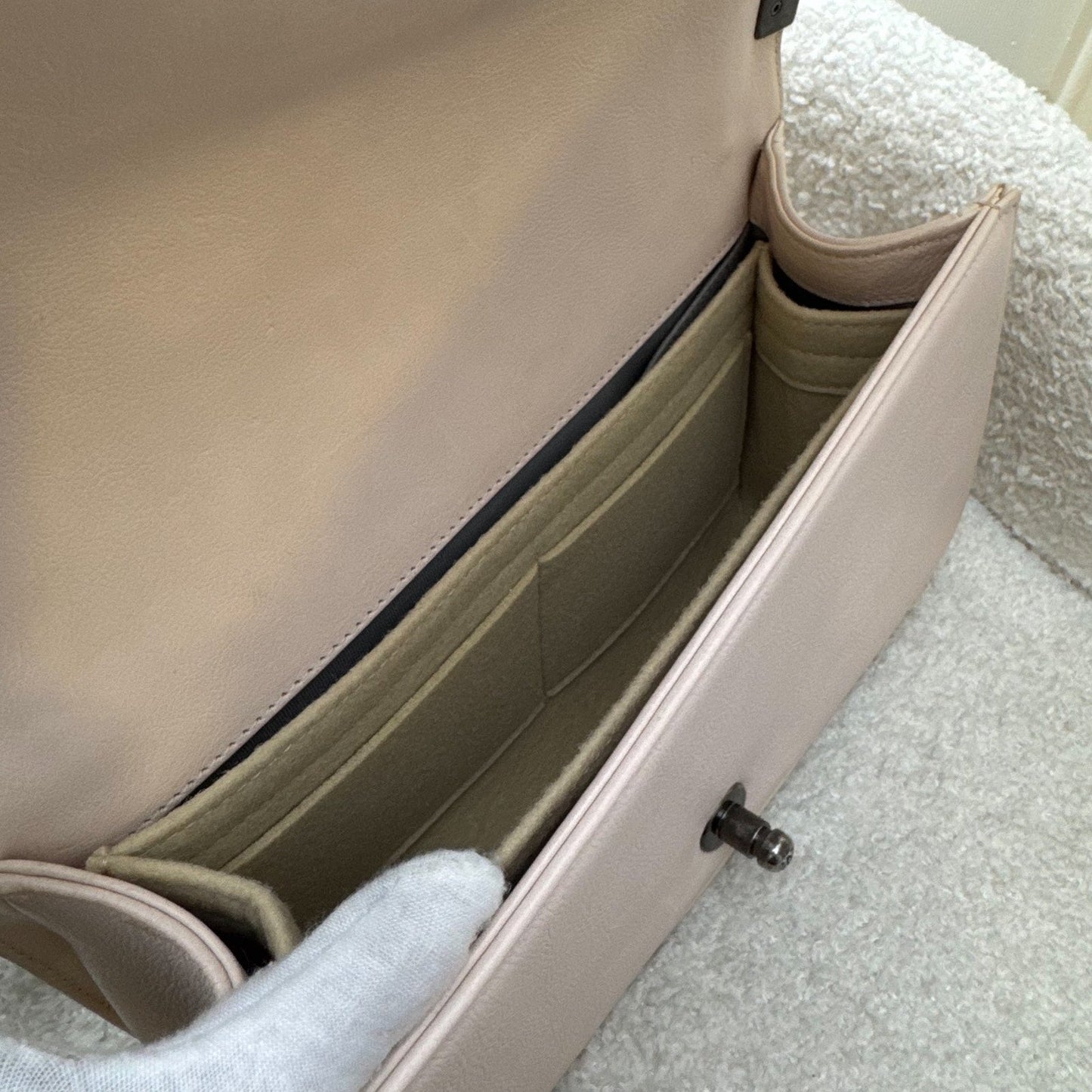 Chanel Medium 25cm Boy Flap in Nude Pink Calfskin and RHW