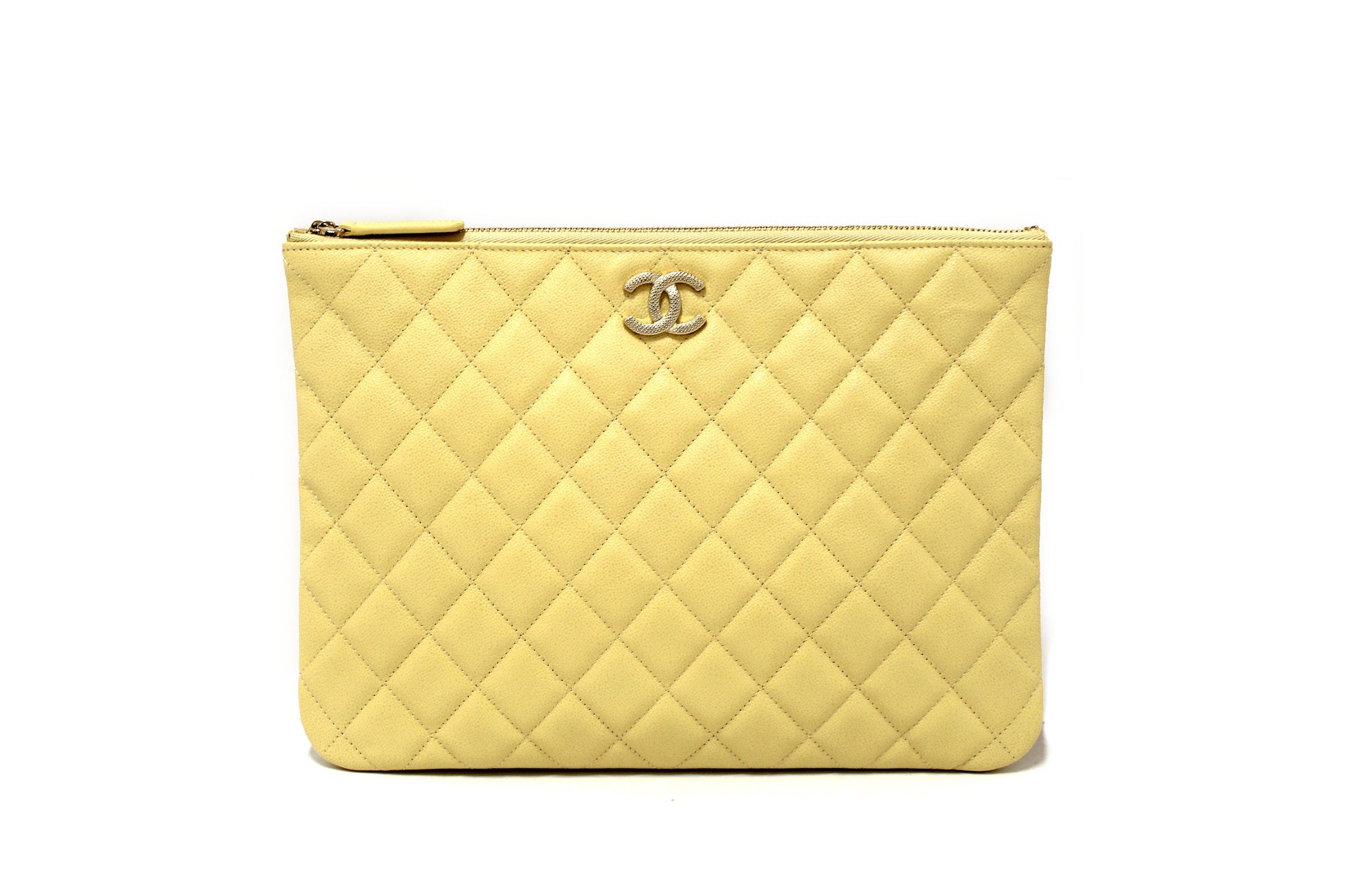 New Chanel Yellow Caviar Leather Classic Zipped O C | Havik Shop.com - Now at Havik Shop.com