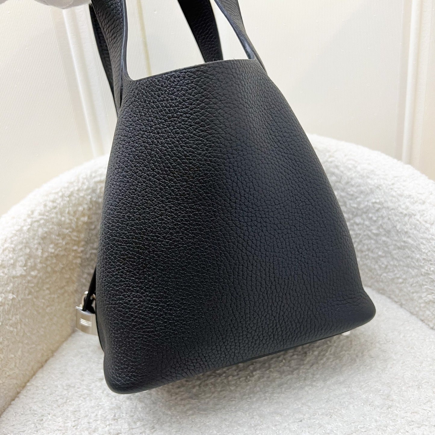 [Havik Shops New] Hermes Picotin 18 in Black Noir Clemence Leather and PHW