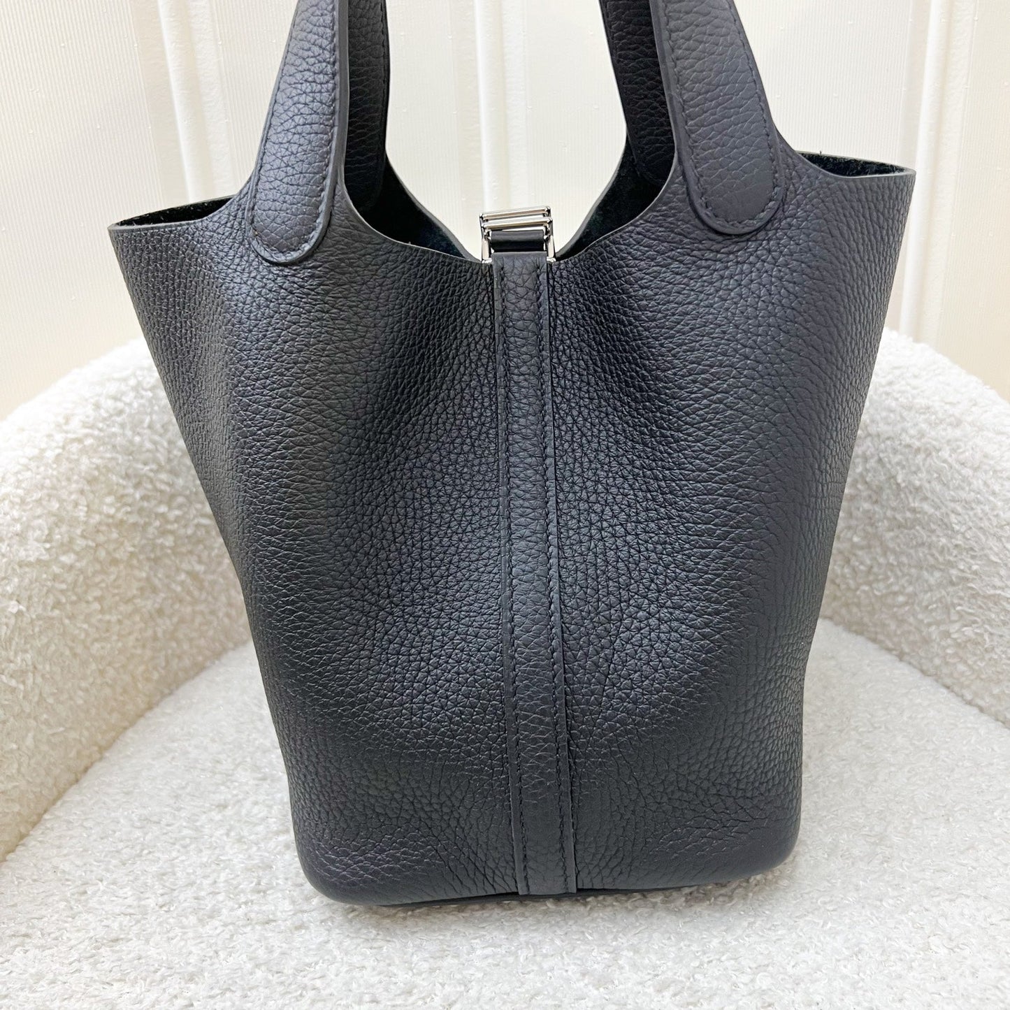 [Havik Shops New] Hermes Picotin 18 in Black Noir Clemence Leather and PHW