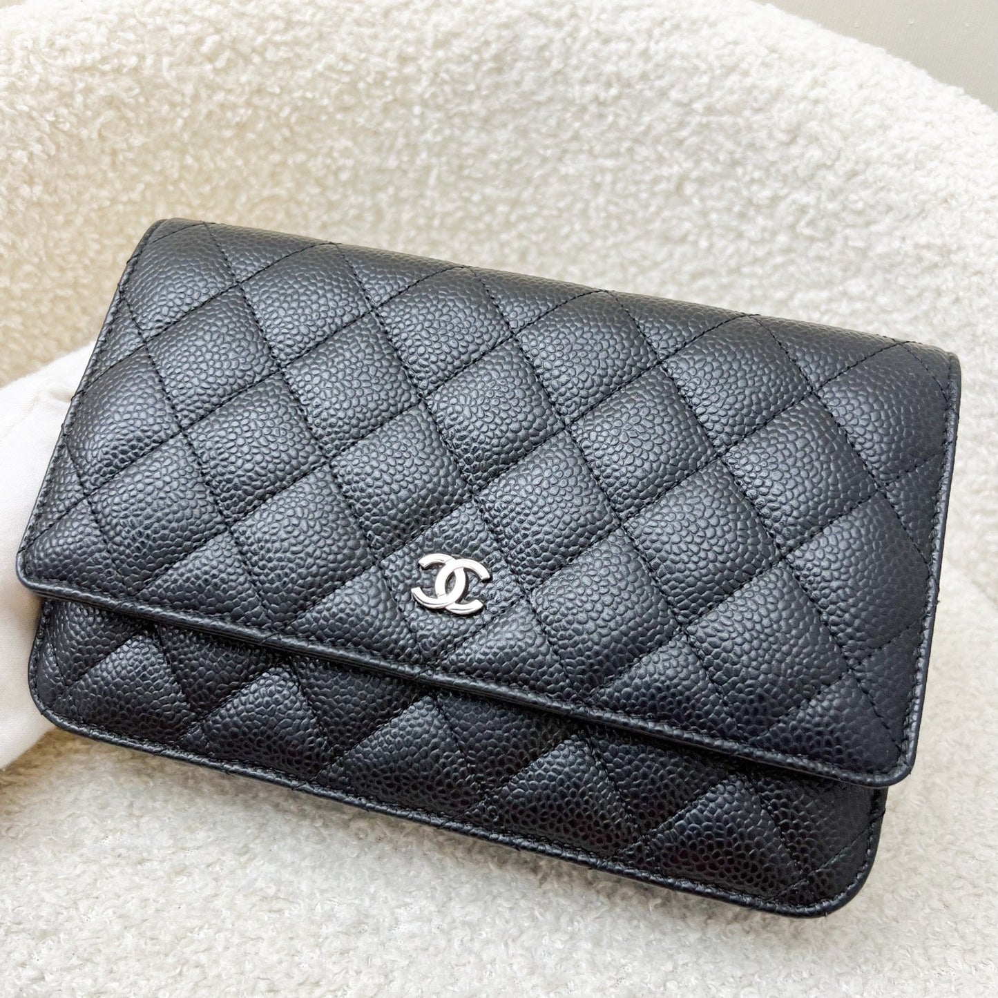 Chanel Classic Wallet on Chain WOC in Black Caviar and SHW (Model: A33814)