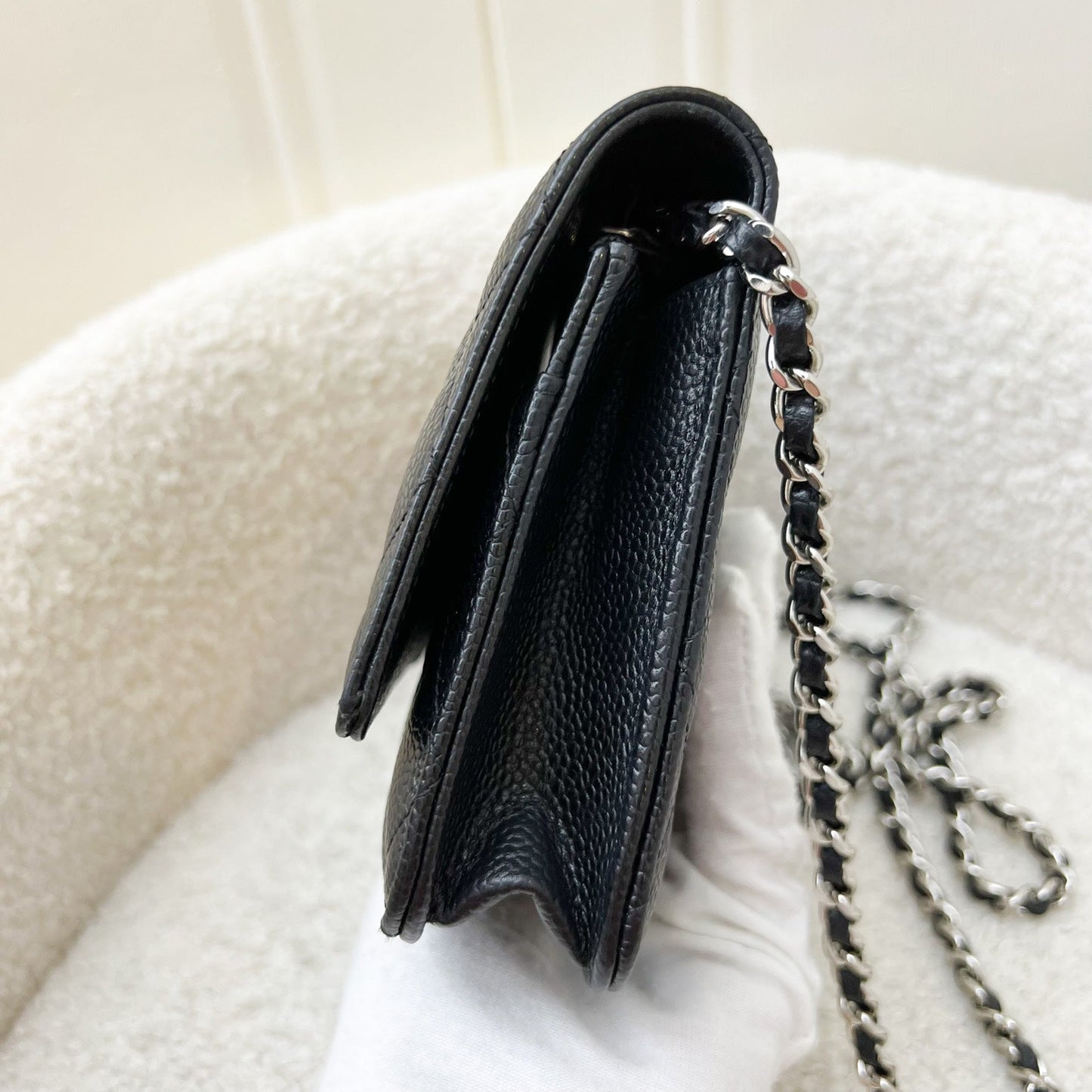 Chanel Classic Wallet on Chain WOC in Black Caviar and SHW (Model: A33814)