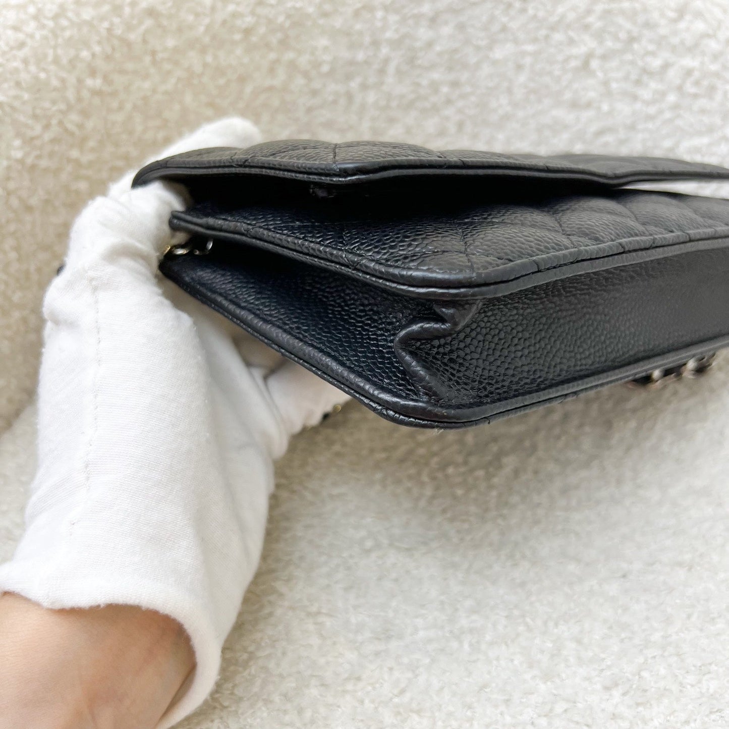 Chanel Classic Wallet on Chain WOC in Black Caviar and SHW (Model: A33814)