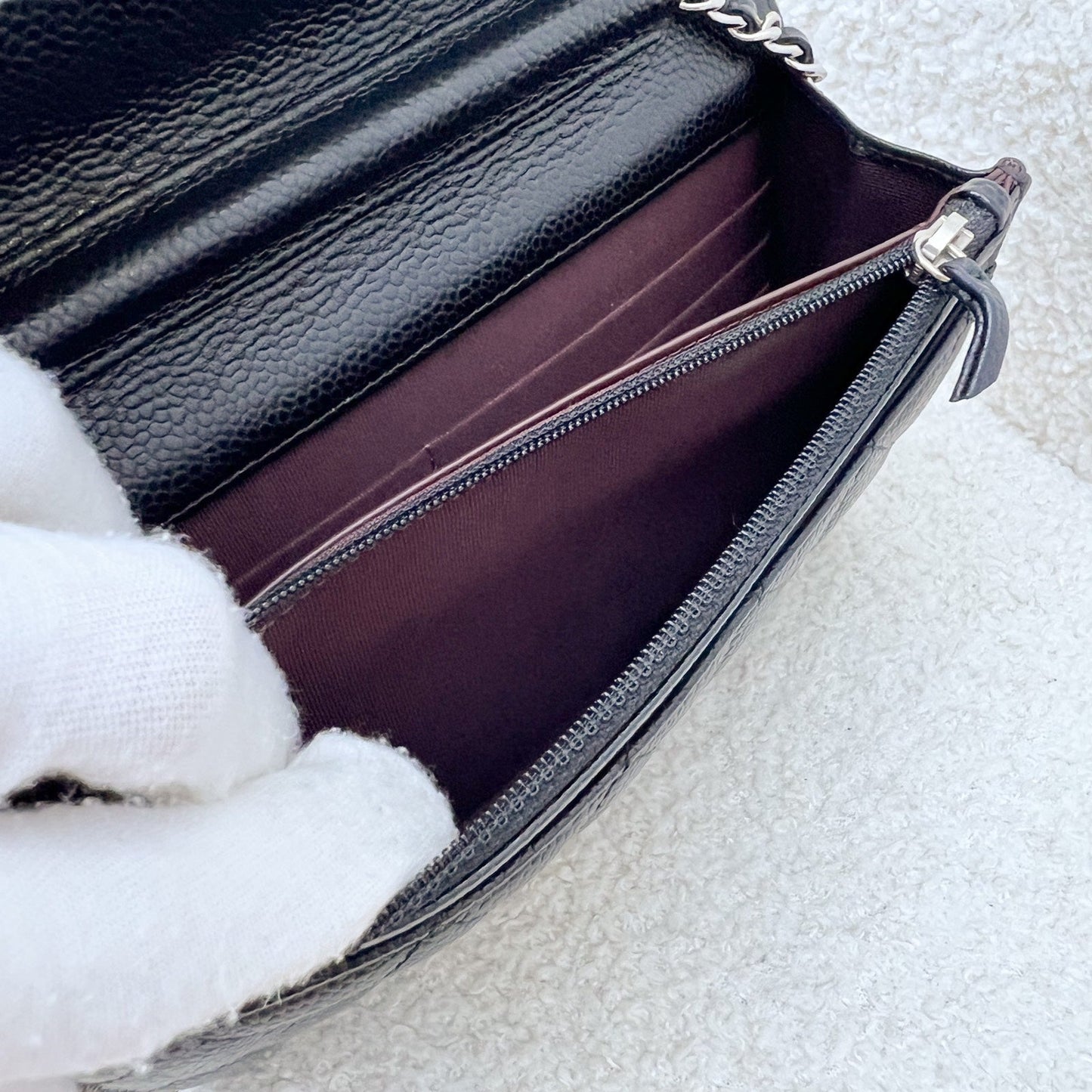 Chanel Classic Wallet on Chain WOC in Black Caviar and SHW (Model: A33814)