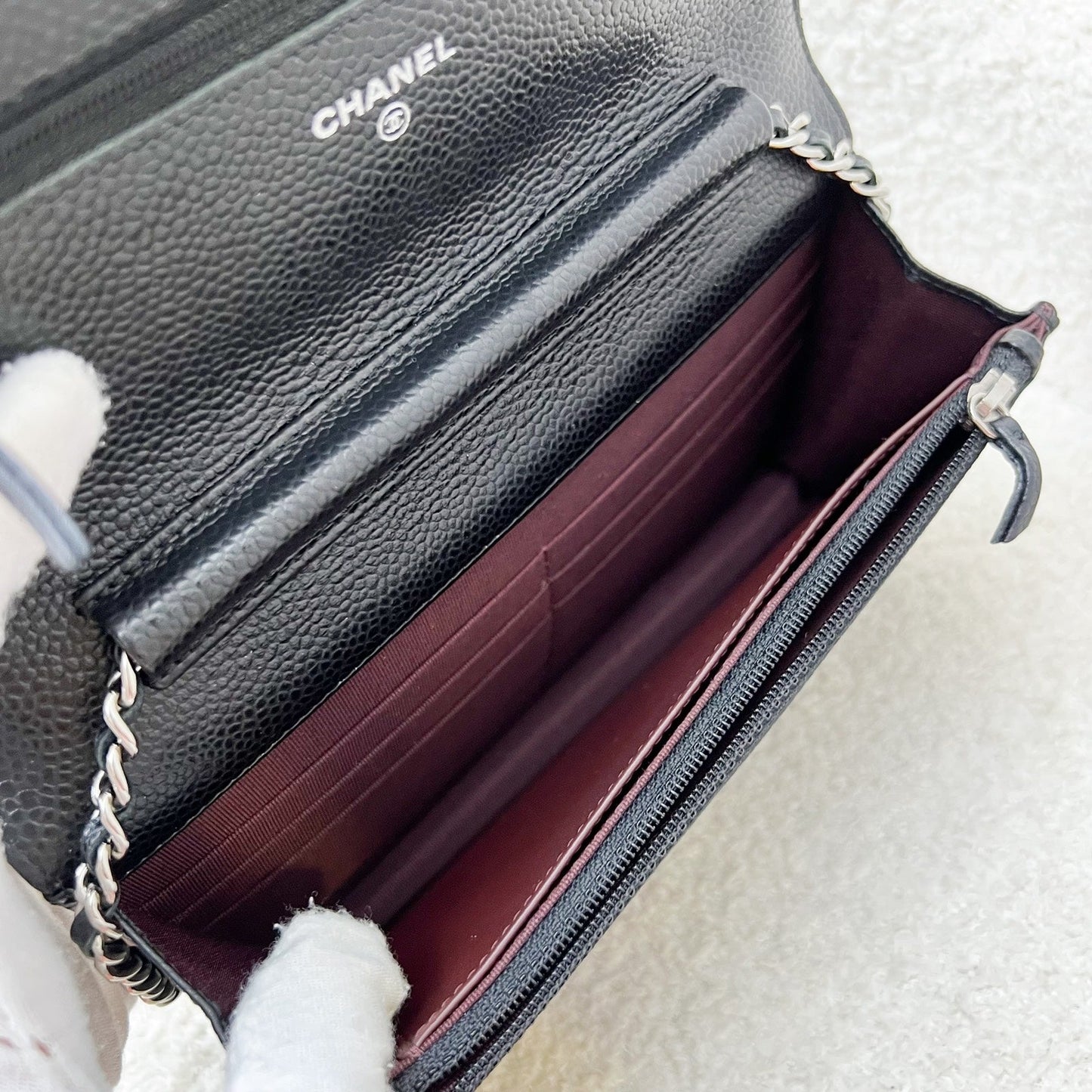 Chanel Classic Wallet on Chain WOC in Black Caviar and SHW (Model: A33814)