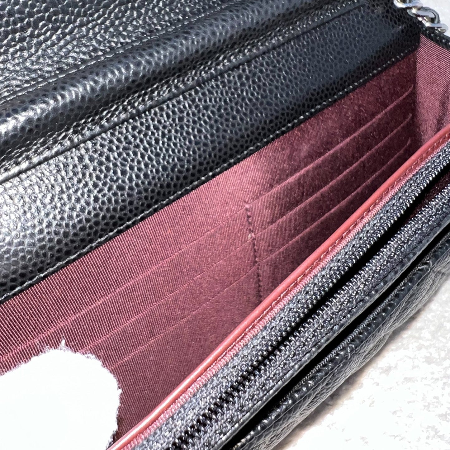 Chanel Classic Wallet on Chain WOC in Black Caviar and SHW (Model: A33814)