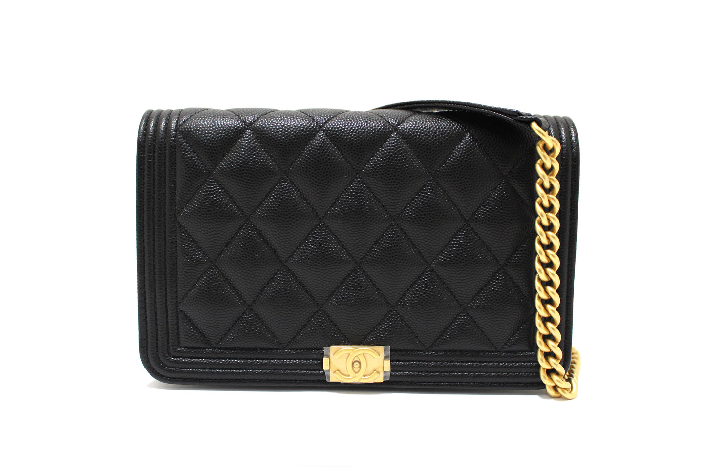 Chanel Black Caviar Quilted Leather Boy Wallet On Chain WOC | Havik Shop.com - Shop Now at Havik Shop.com