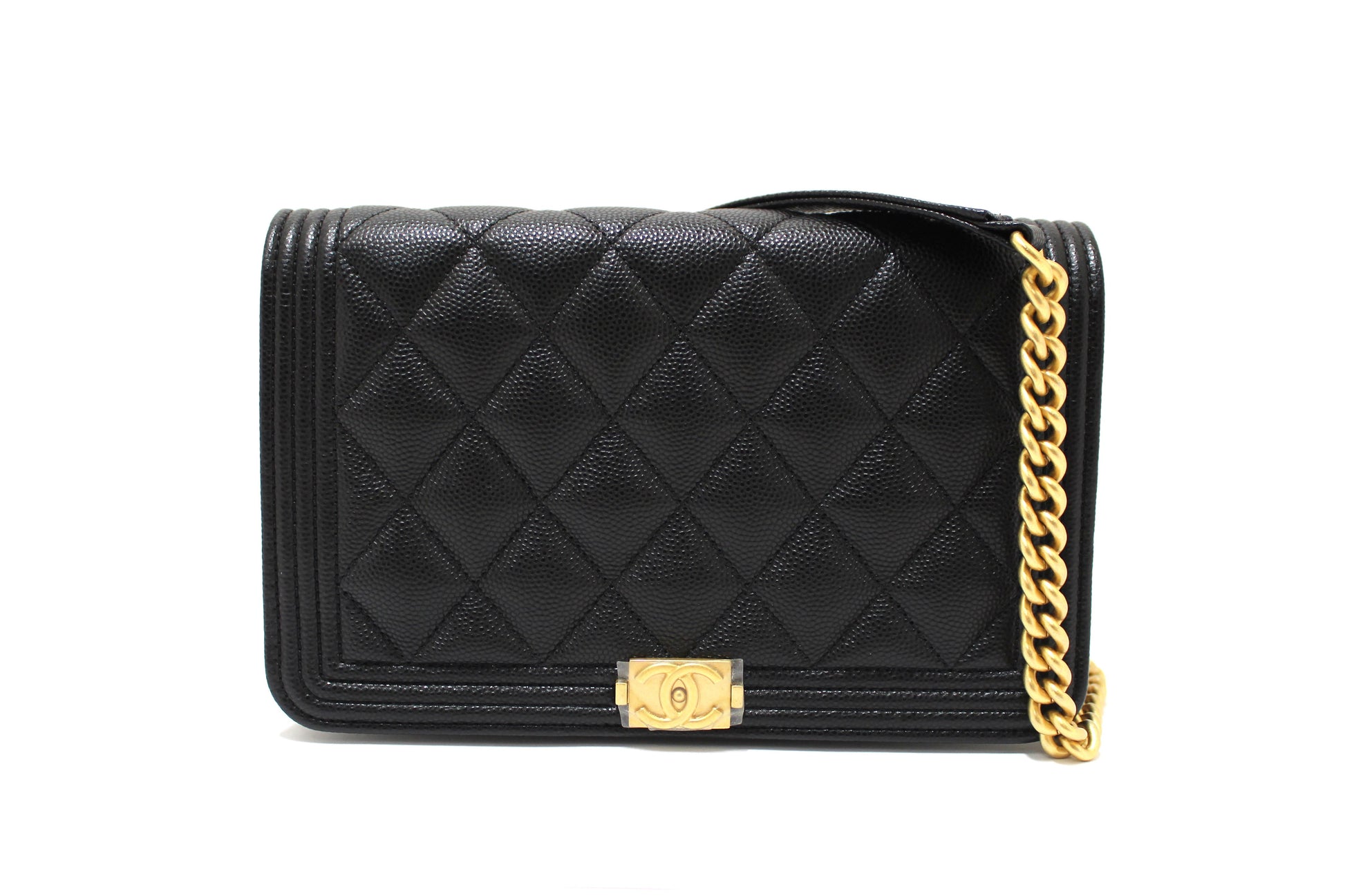 Chanel Black Caviar Quilted Leather Boy Wallet On Chain WOC | Havik Shop.com - Shop Now at Havik Shop.com